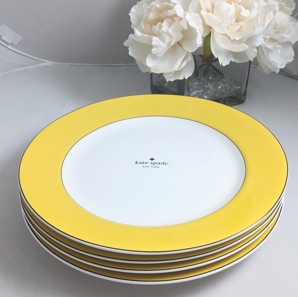 🌻Lenox Kate Spade Rutherford Yellow Dinner Plates - Picture 2 of 6